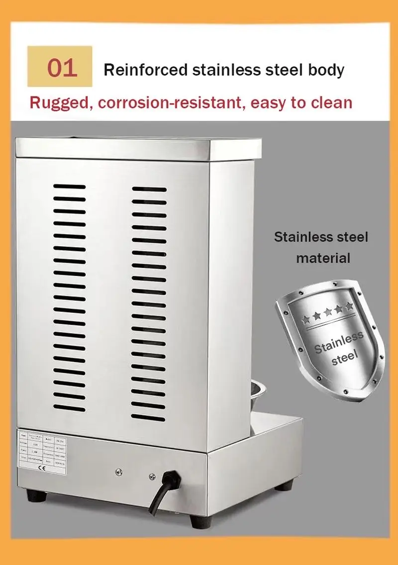 Commercial Gas Electric 2 In1 Automatic Rotating Chicken Kebabs Stainless Steel Shawarma Grill Machine - Image 2