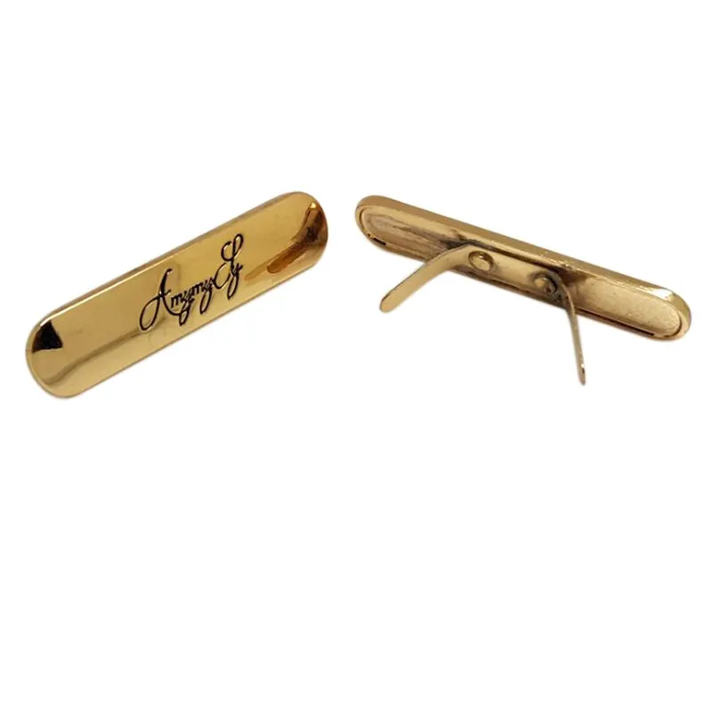 Customized Sewing Plate Alloy Luggage Nameplate Tag Trademark Logo Custom Pin Metal Labels For