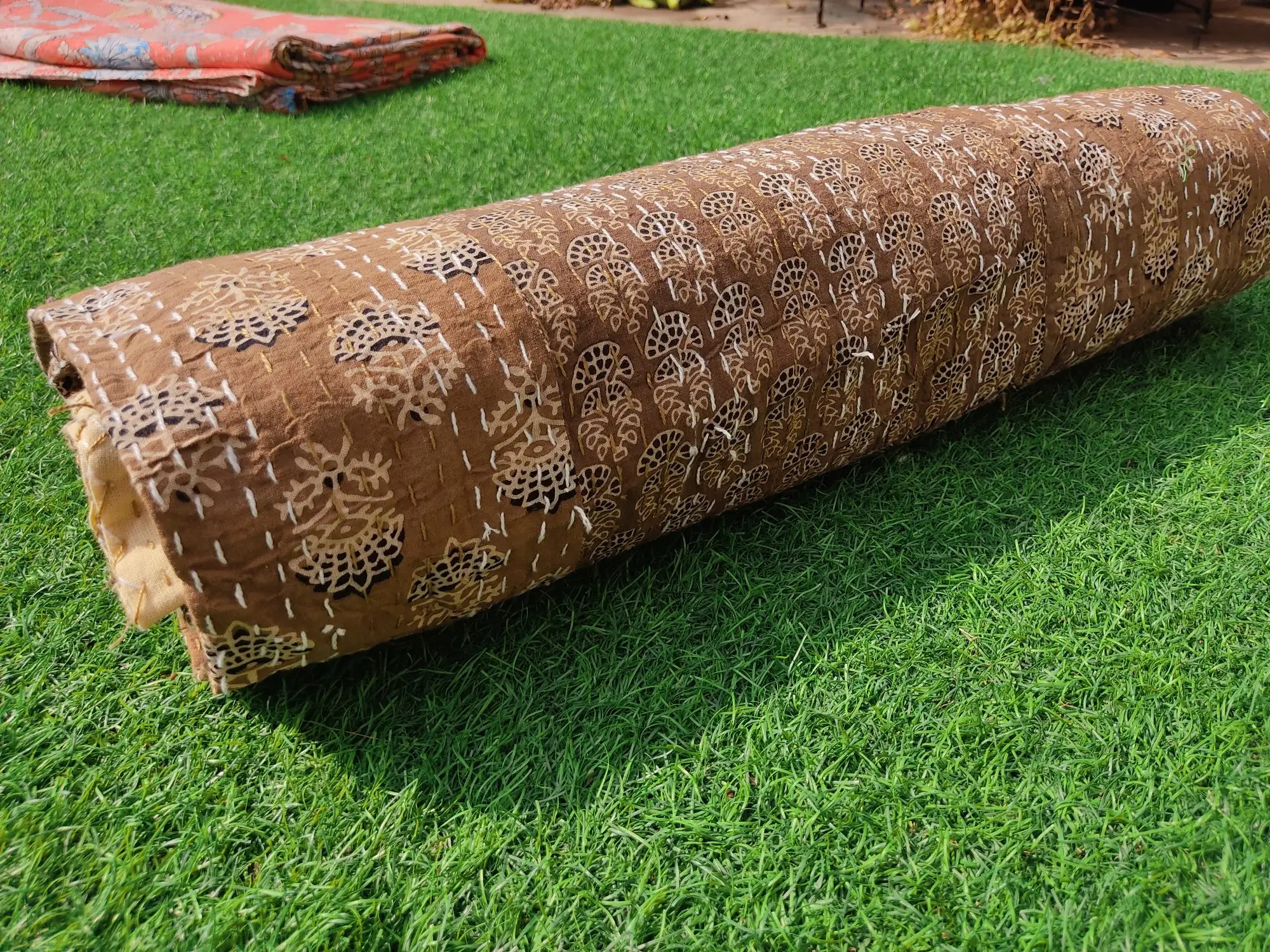 Azrakh Print Quilt Best Selling Bedspread Sofa Throw Cotton Kantha