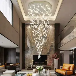 Modern Hotel Lobby Villa Decoration Pendant Lights Custom Large Led Hanging Lamps Glass Chandeliers for High Ceiling Chandelier