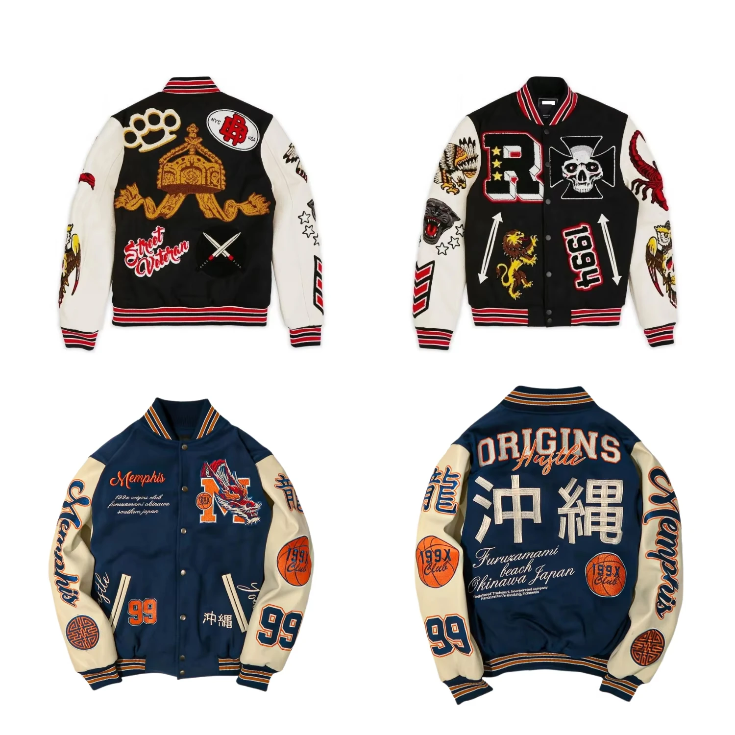 Custom Varsity Jacket Wool Body Genuine Leather Sleeves Chenille Embroidery Patches College Letterman Bomber Jacket