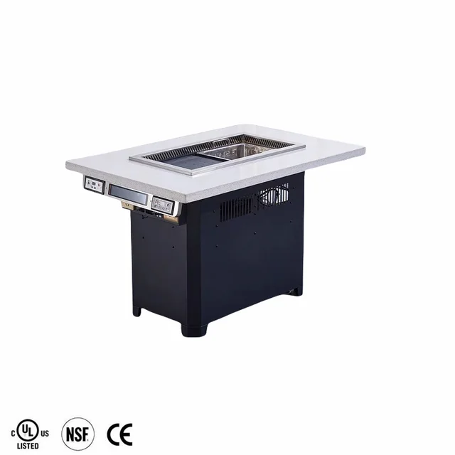 Korean Smokeless Hot Pot Barbecue Integrated Steamboat Table Modern Customizable Marble Round Dining Table