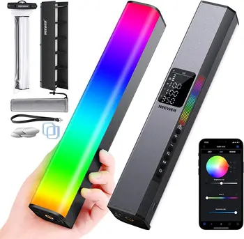 NEEWER RGB LED Video Light Stick, Touch Bar & APP Control, Magnetic Handheld Photography Light, Dimmable 3200K~5600K CRI98+