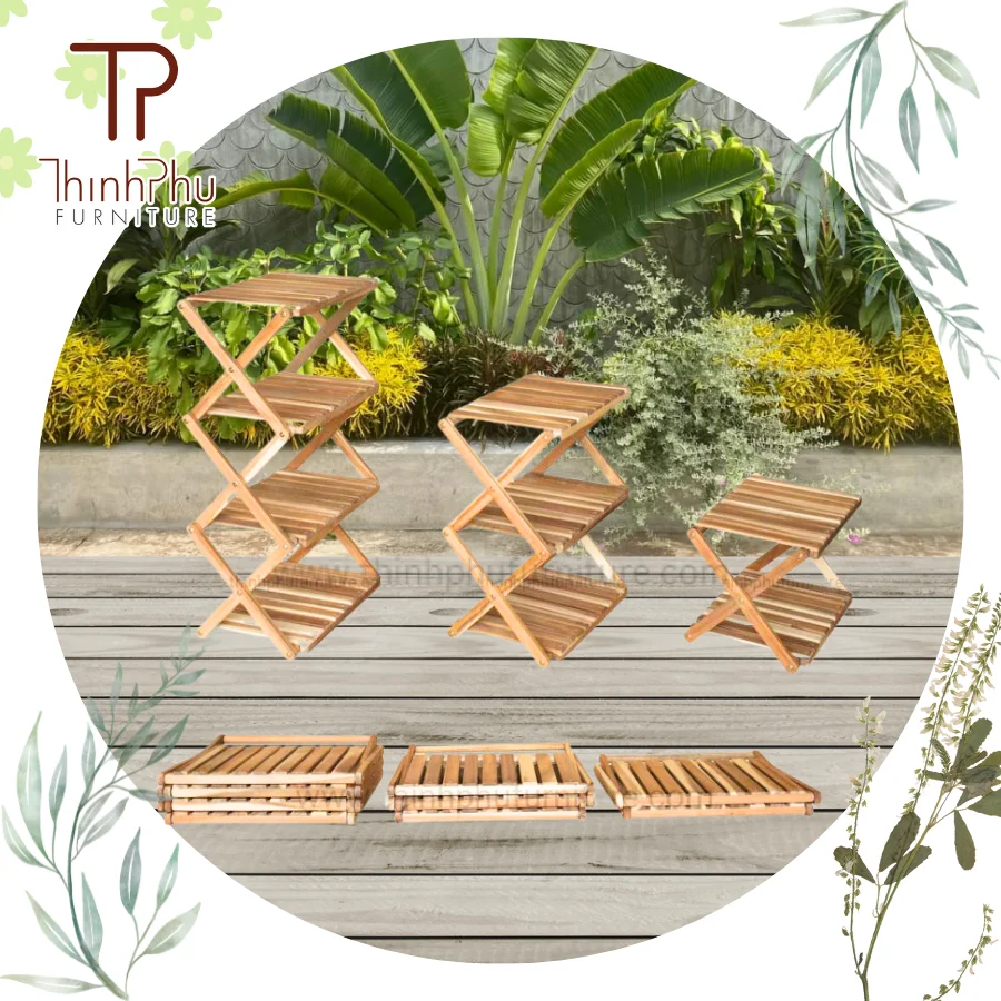 Custom Storage Shelf 3 Tier Stand Bamboo Shoe Rack with Wooden and Foldeable Style