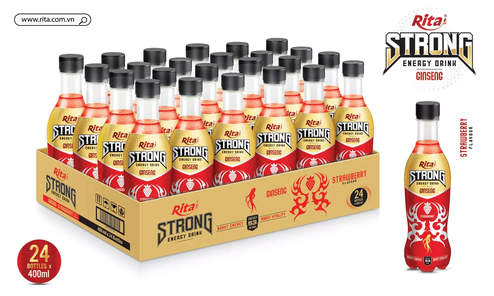 Strong Energy Drink Best Beverage Delicious Taste Ginseng Strawberry