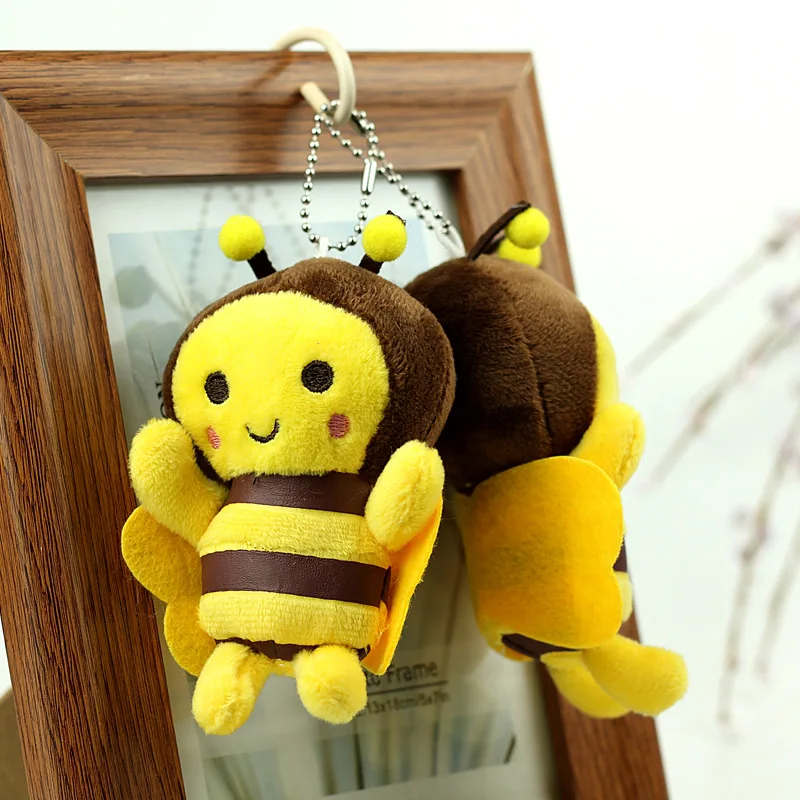 Hot Bee Plush Keychains Toys Stuffed Cartoon Animal Honeybee Cute Mini ...