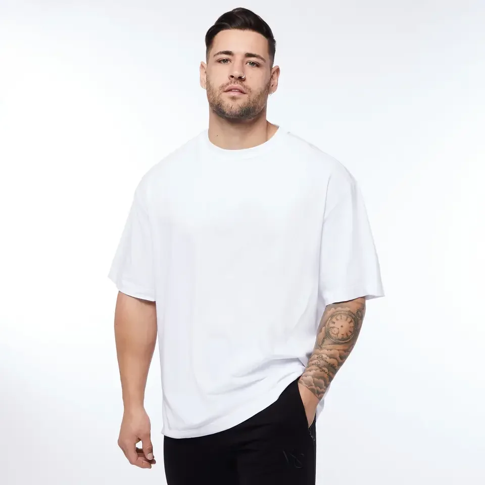 Drop Shoulder Casual Plain Pink Streetwear Plus Size Men's T Shirts Breathable Oversized Custom Unisex T-Shirts619_voghion.com