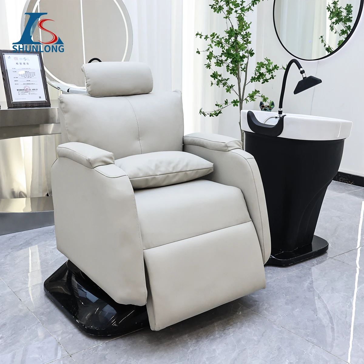 Barbershop Beauty Salon Spa Equipment Backwash Electric Back Massage Shampoo Chair with Bowl for Salon