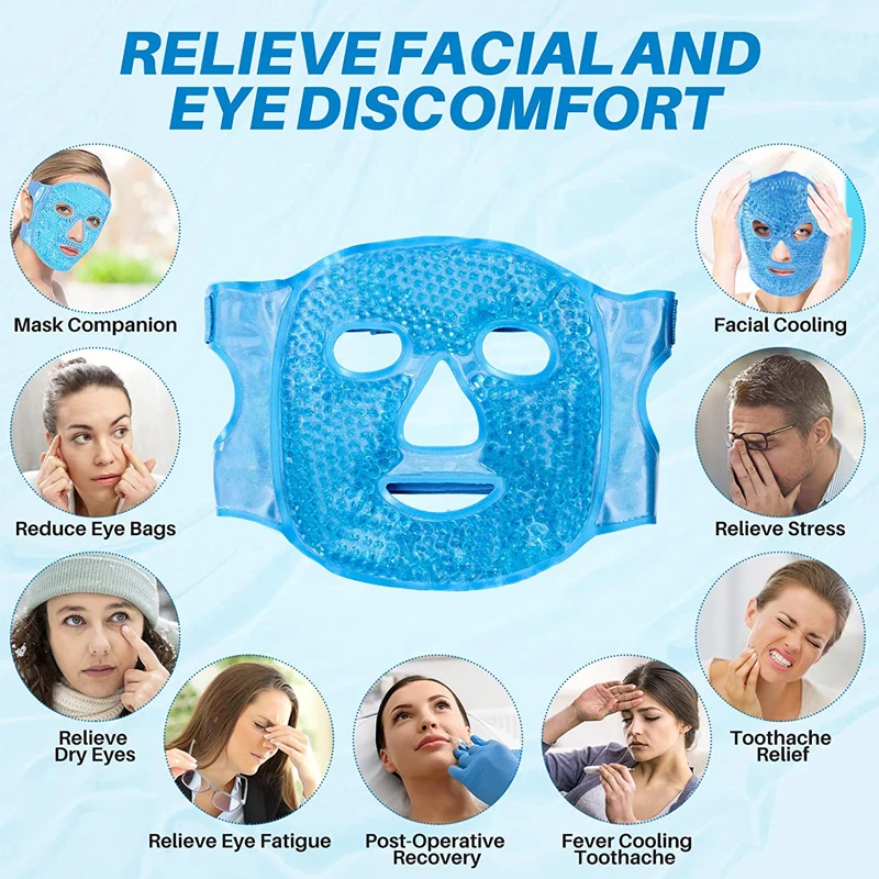 Cold Face Eye Masks Ice Pack Reduce Face Puff Reusable Cold Hot Gel ...