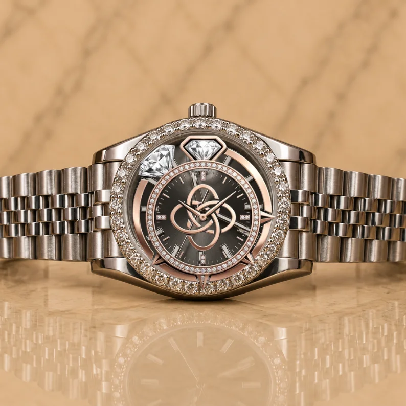 Custom Made Antique Moissanite Diamond Men's Luxury Watch Quartz Limited Edition 20mm Stainless Steel Full Stone Setting Fashion