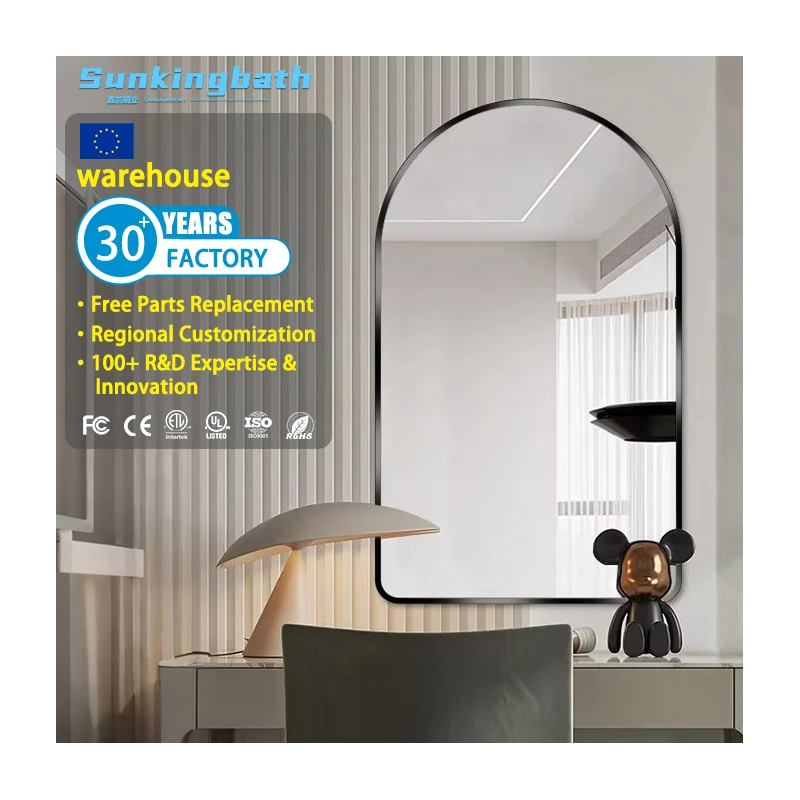 Customized Arched Aluminum Frame Bathroom Mirror Decorative Wall Mount Mirror Modern Home Mirror for Hotel Project