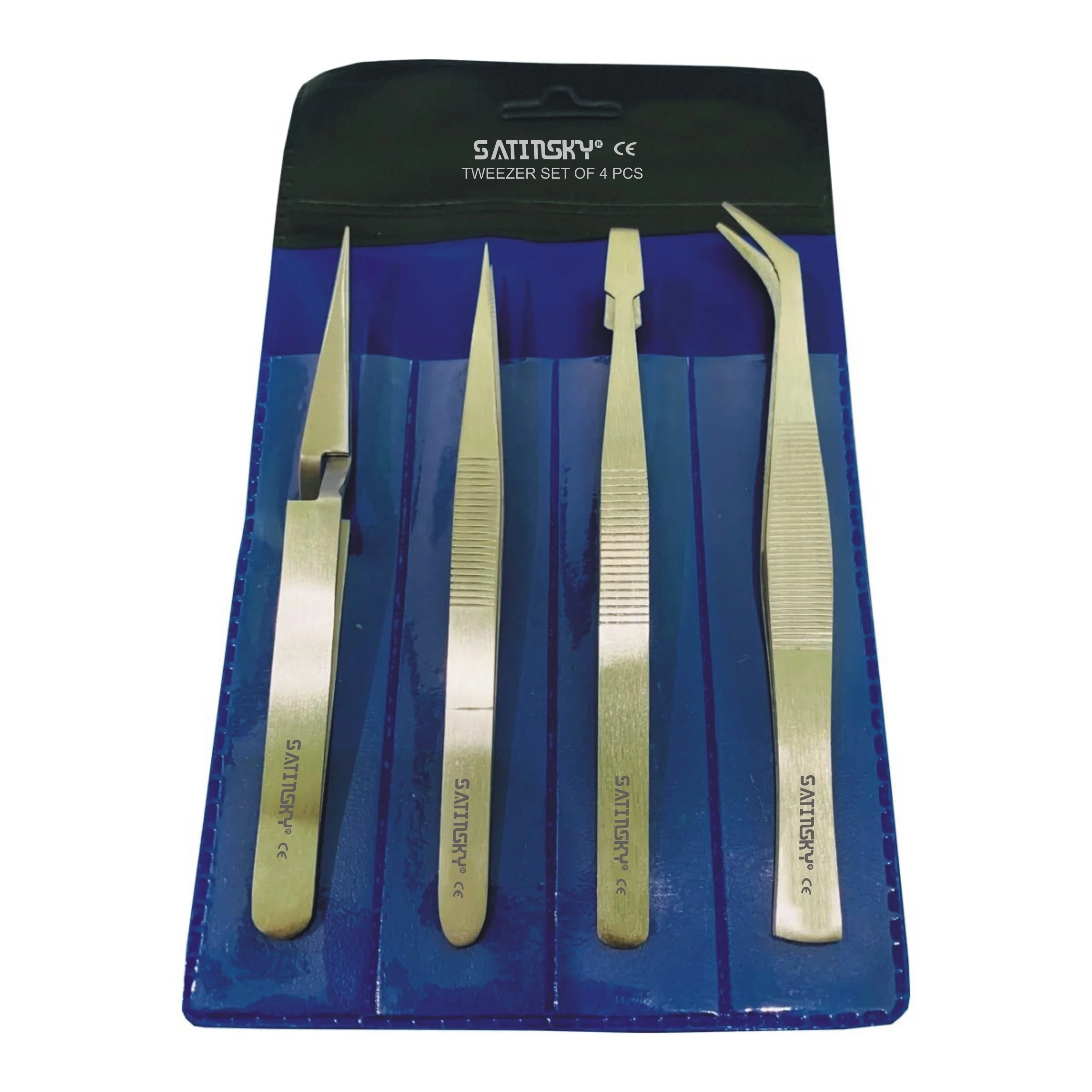 Набор пинцетов из 4 шт. состоящий различных пинцетов. Угловой плоский самоблокирующийся Универсальный пинцет