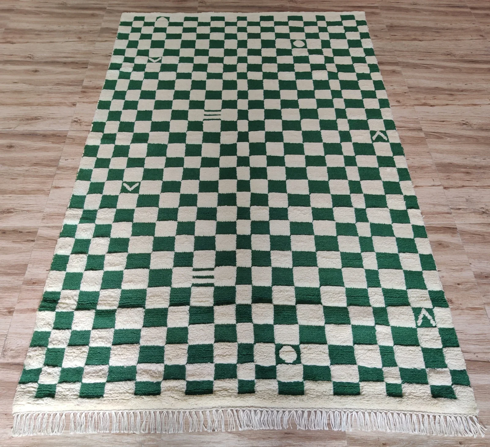 Custom Made Green & White Checkerboard Wool Area Rug Tufted Home Decor Bedroom Runner Carpet Checkered Mats & Carpets