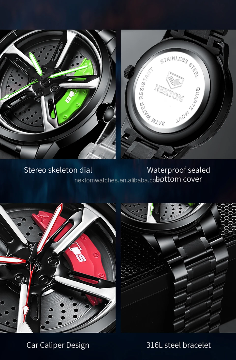 Original 3d Official Rim Watch Spinnning Wholesale Wheel Watches Quartz 