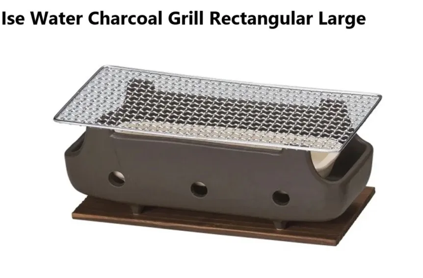 Japanmade Ceramic Hibachi Water Grill Konro With Wooden Base And Mesh