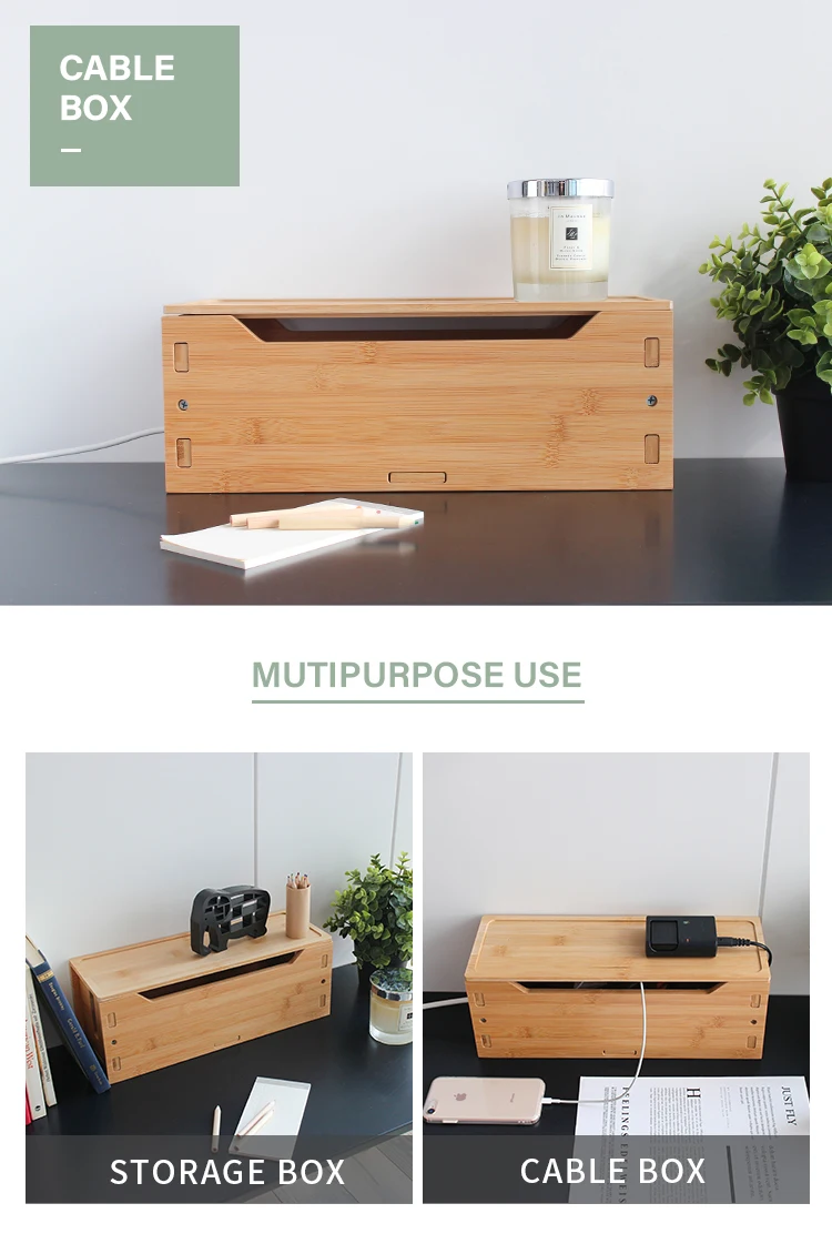 Bamboo Cable Kd Packed Effectively Cord Wire Junction Storage Box