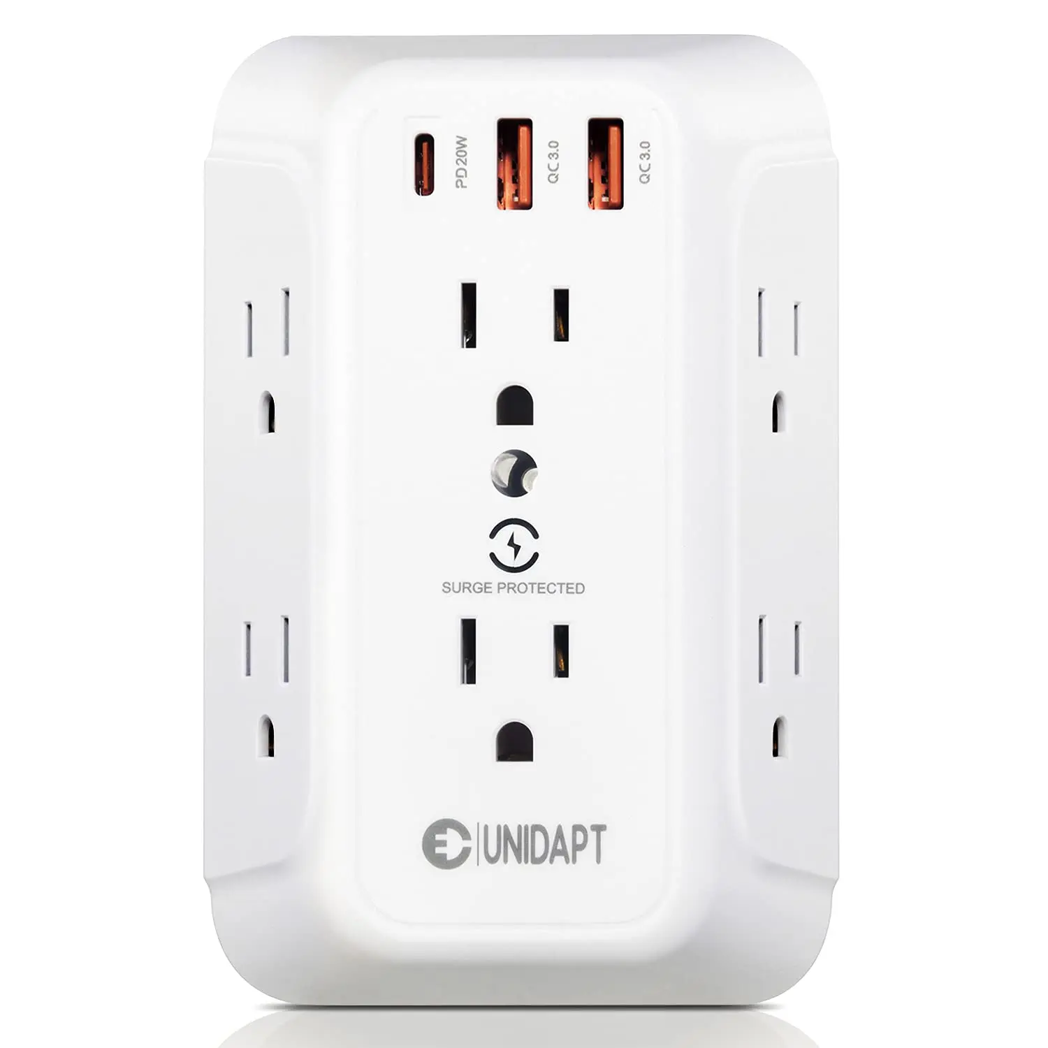 Premium Quality 20w Multiple Plug Outlet Unidapt 6 Way Surge Protector