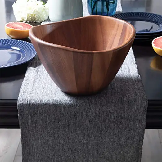 Wooden Serving Bowl Set Dry Fruit Platers Round Salad Server Bowl