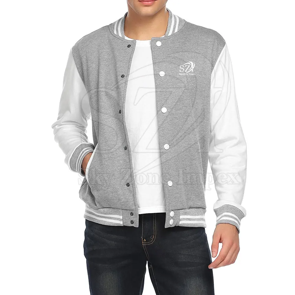 Light Grey Color Letterman Jacket Street Wear Letterman Jacket Custom