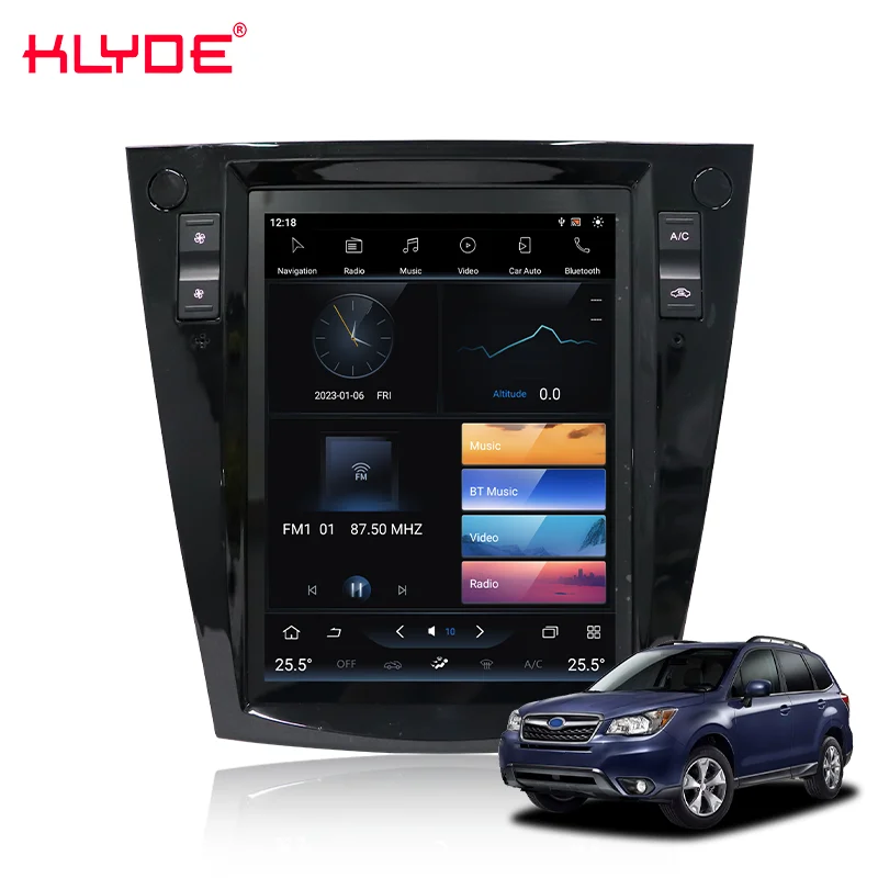 9.7\" Vertical Touch Screen Car Radio Audio System with GPS & RGB CarPlay Android Auto Compatible for Subaru Forester 2013-2017