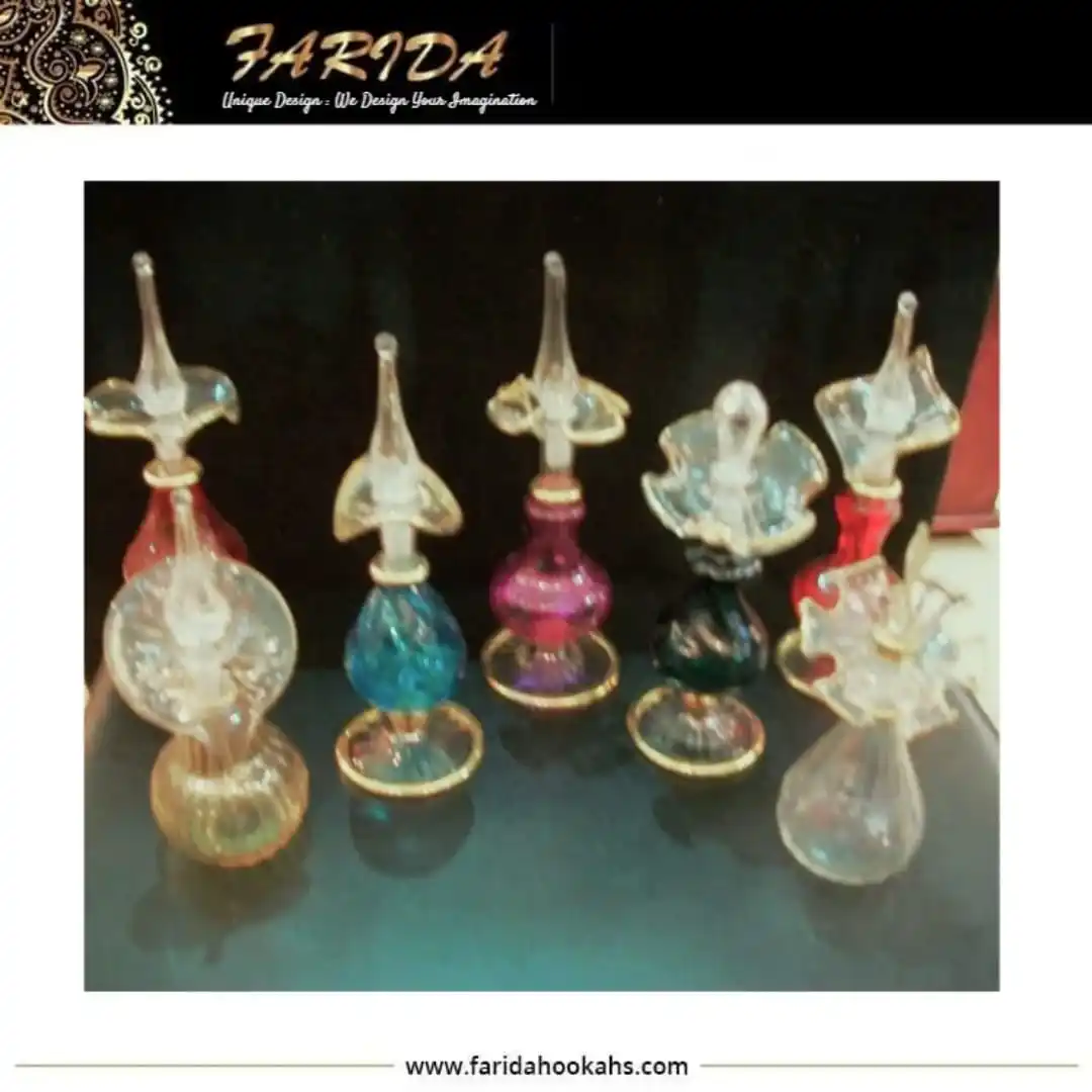 Unique Hand Blown Glass and Crystals Forming Unique Egyptian Designer Luster Soft Colors Glass Perfume Bottles Manufacturer