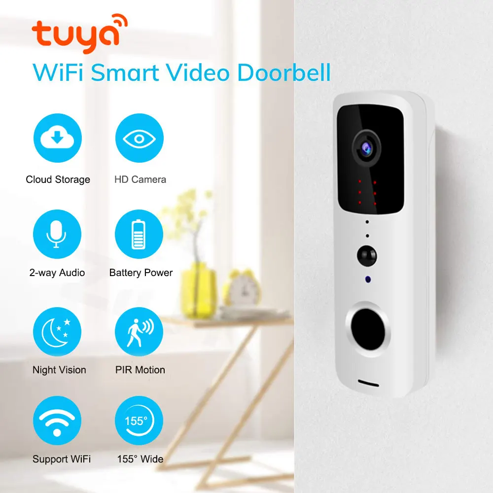 Good Quality Wireless Ring HD Camera Doorbell Tuya Smart WiFi Video Door Bell For Smart Home PST-T30 Factory 2.4GHz Frequency