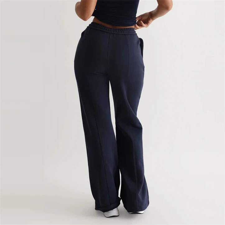 Wholesale Women Flare Jogger Pants And Trousers 100% Cotton Breathable Soft Baggy Wide Straight Leg Pants Sweatpants For Sale