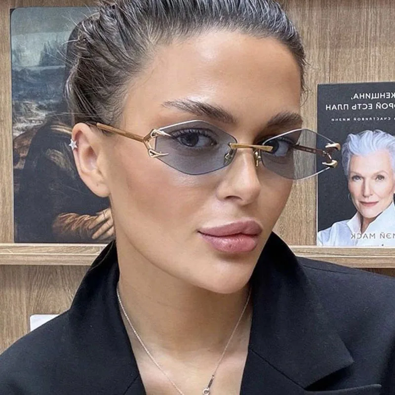 UV400 Rimless Polygon Sunglasses Women - Fashion & Protection display picture 3