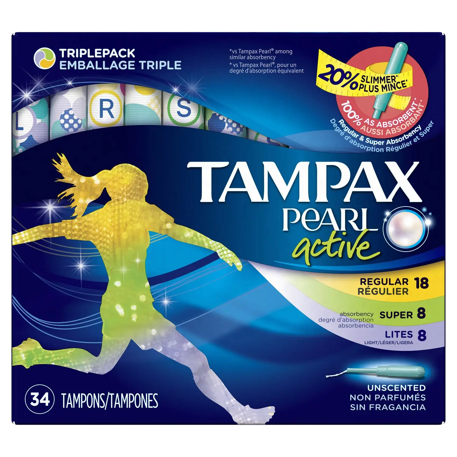 Radiant Regular Absorbency Unscented Plastic Tampons By Tampax - Buy ...