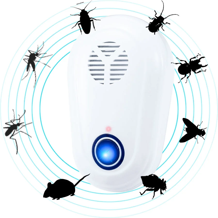 SAIJZEK OEM Eco-Friendly Indoor AC 110-240V Ultrasonic Pest Control Geckos Bug Spider Fly Repellent Anti Mosquito