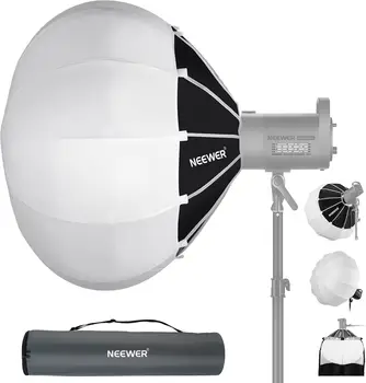 NEEWER 35"/90cm Lantern Softbox One Step Quick Release, 360 Light Diffuser with Skirt, Bowens Mount for Video Light CB60 CB100