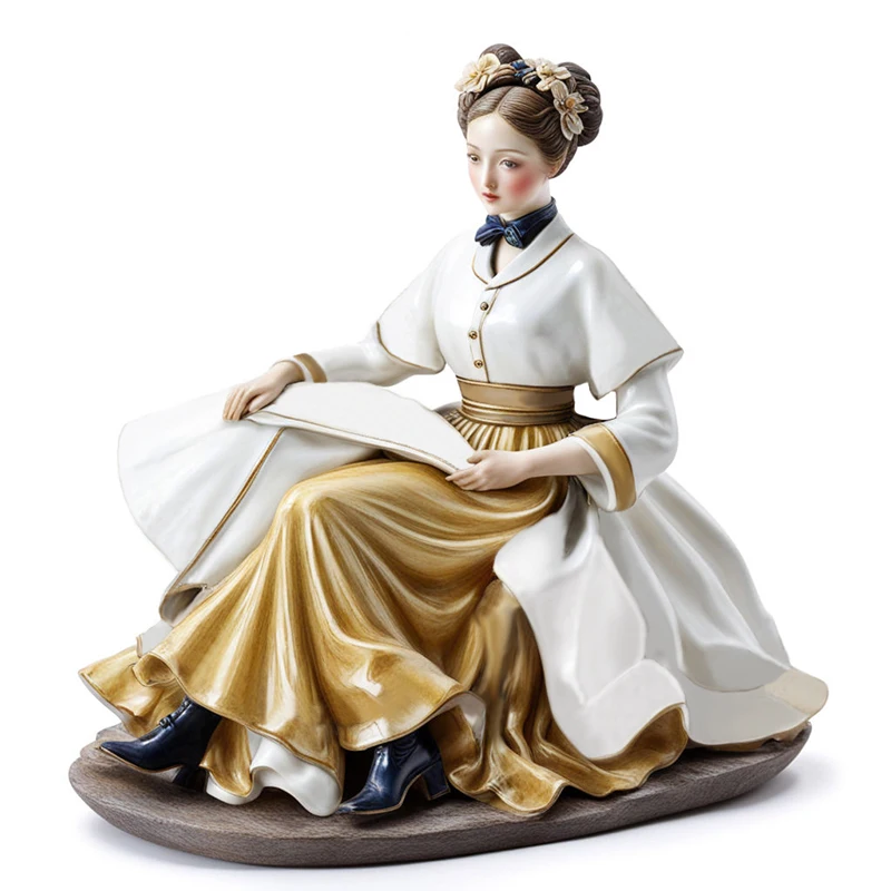 OEM Western girl porcelain ceramic figure decor figurines