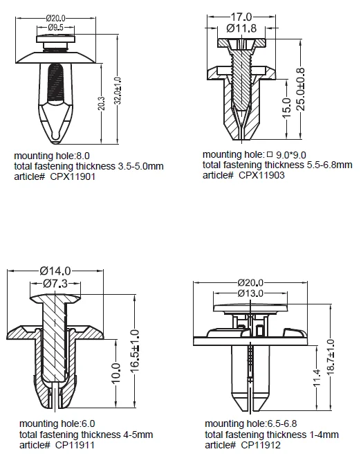 Plastic Removable Screw Rivet Unscrewing Snap Rivets Universal Screw ...