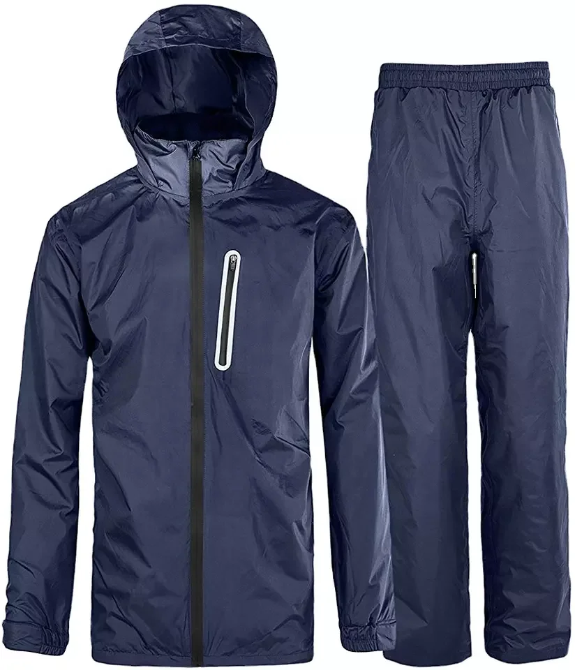 Waterproof Rain Suit Set With Pack-away Hood - Jacket & Trousers With Carry Bag