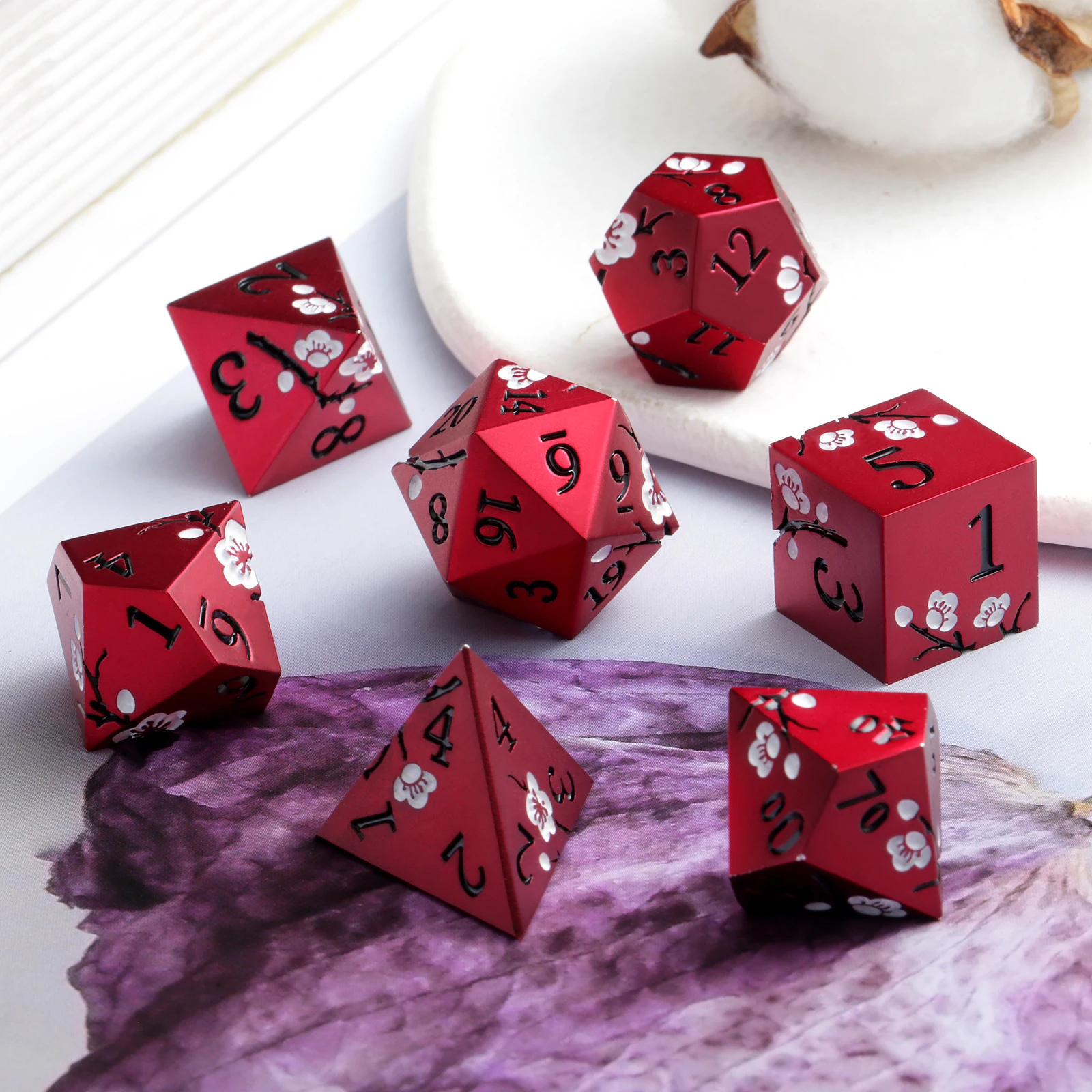 New Style Polyhedral Metal Dnd Dice Bulk Custom Metal Dice Dnd Plum