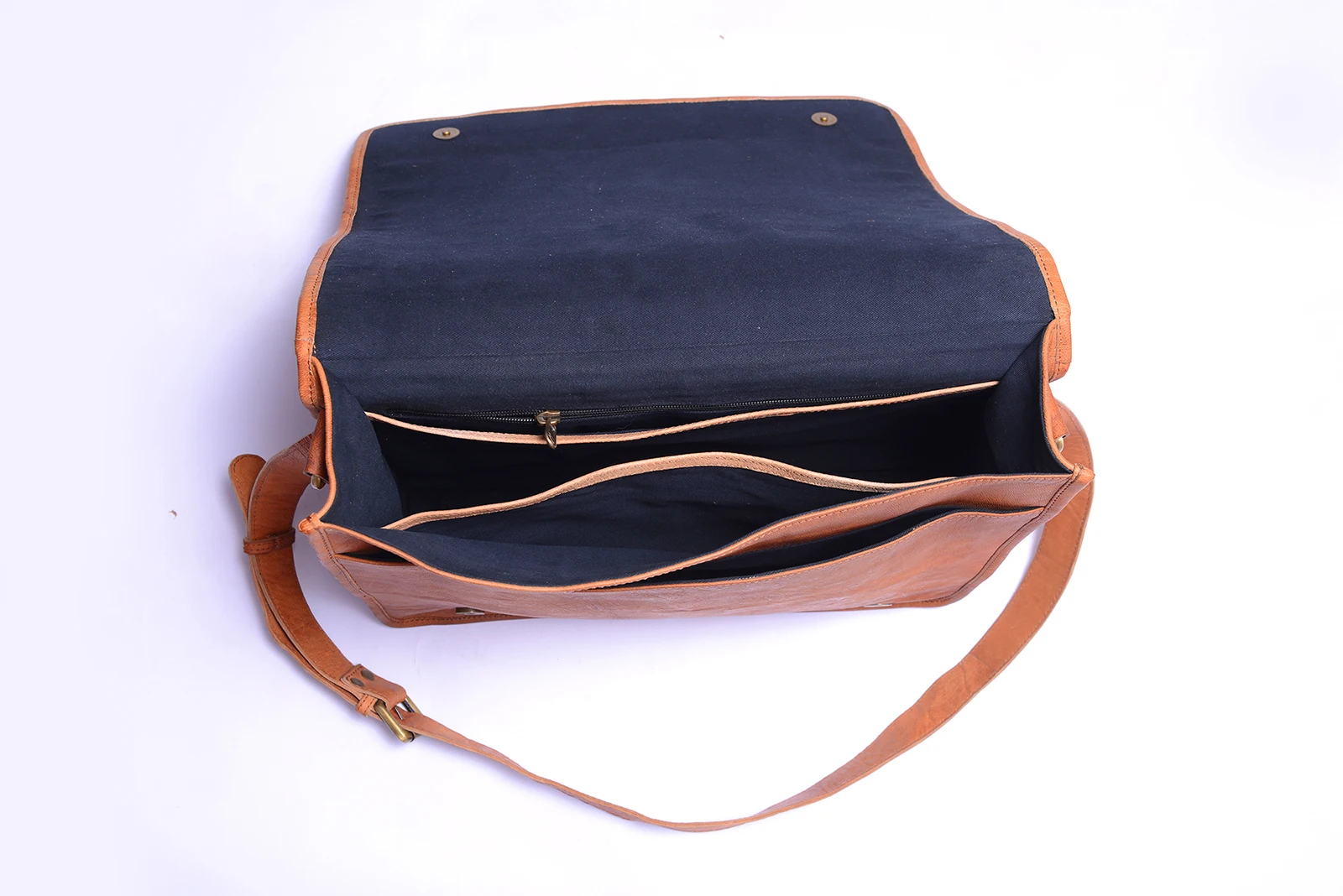 Unisex Real Goat Leather Messenger Bag For Laptop Briefcase Satchel