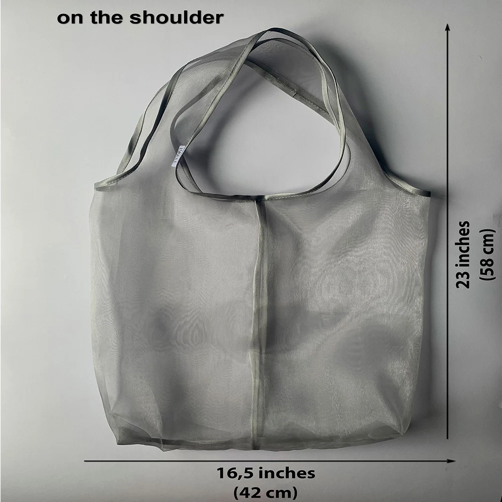 ●depound● Organza Mini Tote Bag Silver DP2535BG027MSIXX organza mini tote bag - silver – depound