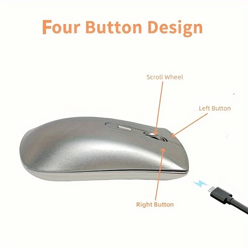 China Factory Portable Dual Mode Computer Accessories Cordless Mouse Silver Wireless Rechargeable Mute Laptop Ergonomics Mouses