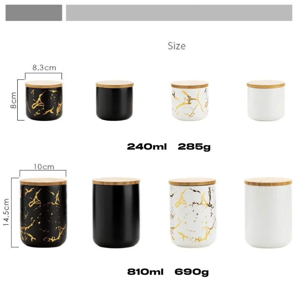 Wholesale Nordic new gold and marble design porcelain food seasoning condiment ceramic storage jar with lid factory