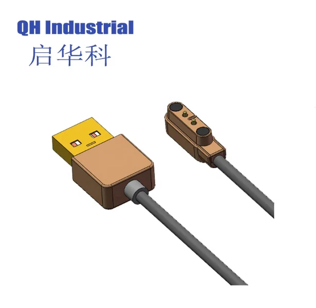 Smart Watch Components Male and Female 2 Pin Magnetic Pogo Pin Cable Connector for PCB Cable Smart Watch Wearable Power Charger