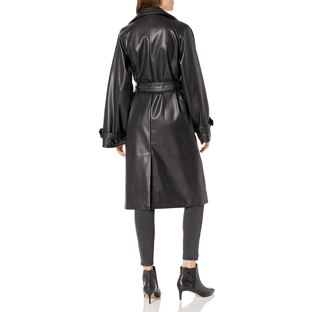 Latest Arrival Long Coat Oem Custom Warm Women Leather Coat Ladies Long Pu Coat By Village Impex - Image 3