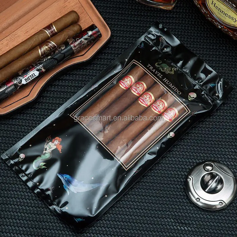Custom Tobacco Cigar Humidor Bag Smell Proof Foil Cigarette Wrap 100