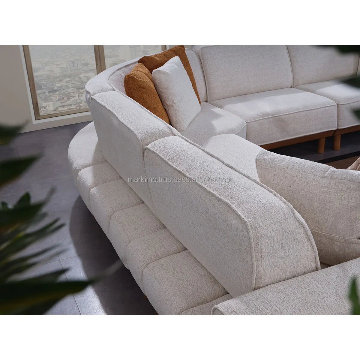 L Shape Folding Modular Corner Sofa Bed Turkish Furniture Rounded