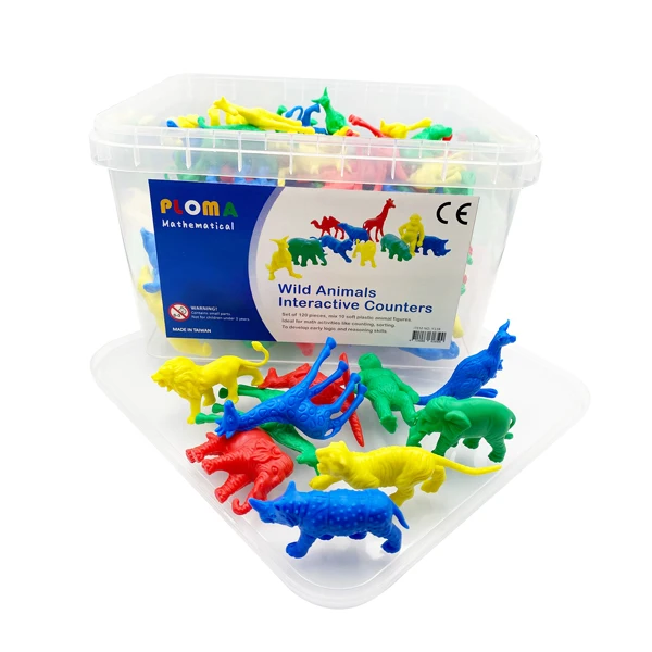 120 Pcs Non-toxic Soft Plastic Wild Animal Counters for 2-4 & 5-7 Years ...