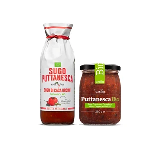 Ursini Couple Italian Bio Organic Sauces with Tomato Capers and Olives 260 g and 500 ml for Retail