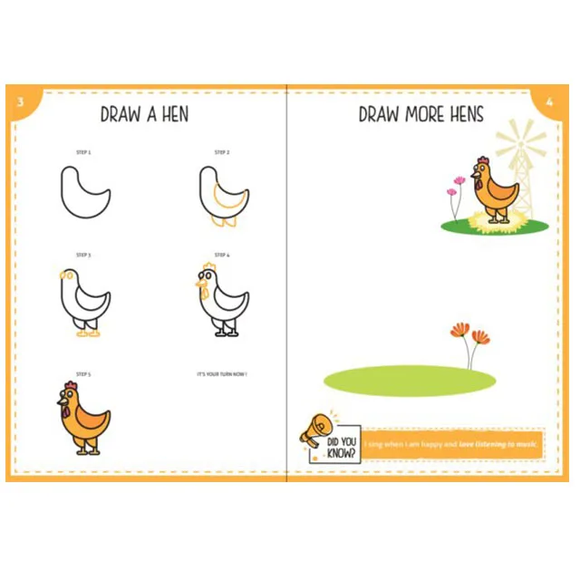 Step By Step Drawing Book Cute Farm Animals Coloring Educational Sketch