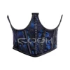 Satin bleu avec la maille noire