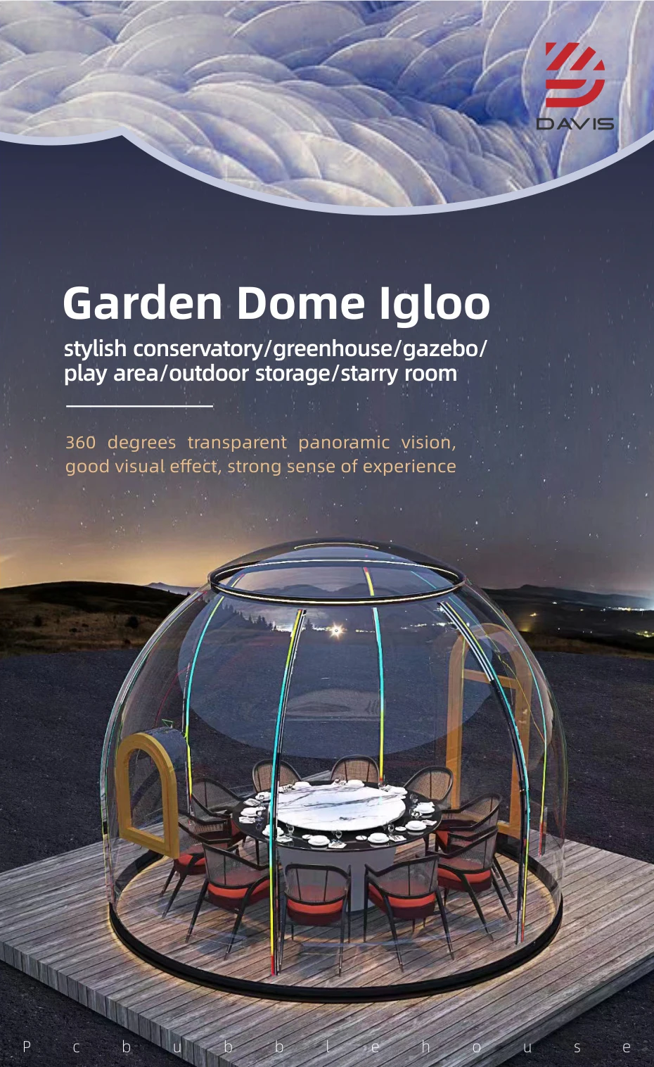 Glamping Luxury Dome Transparent Insulated Plastic Bubble Dome House ...