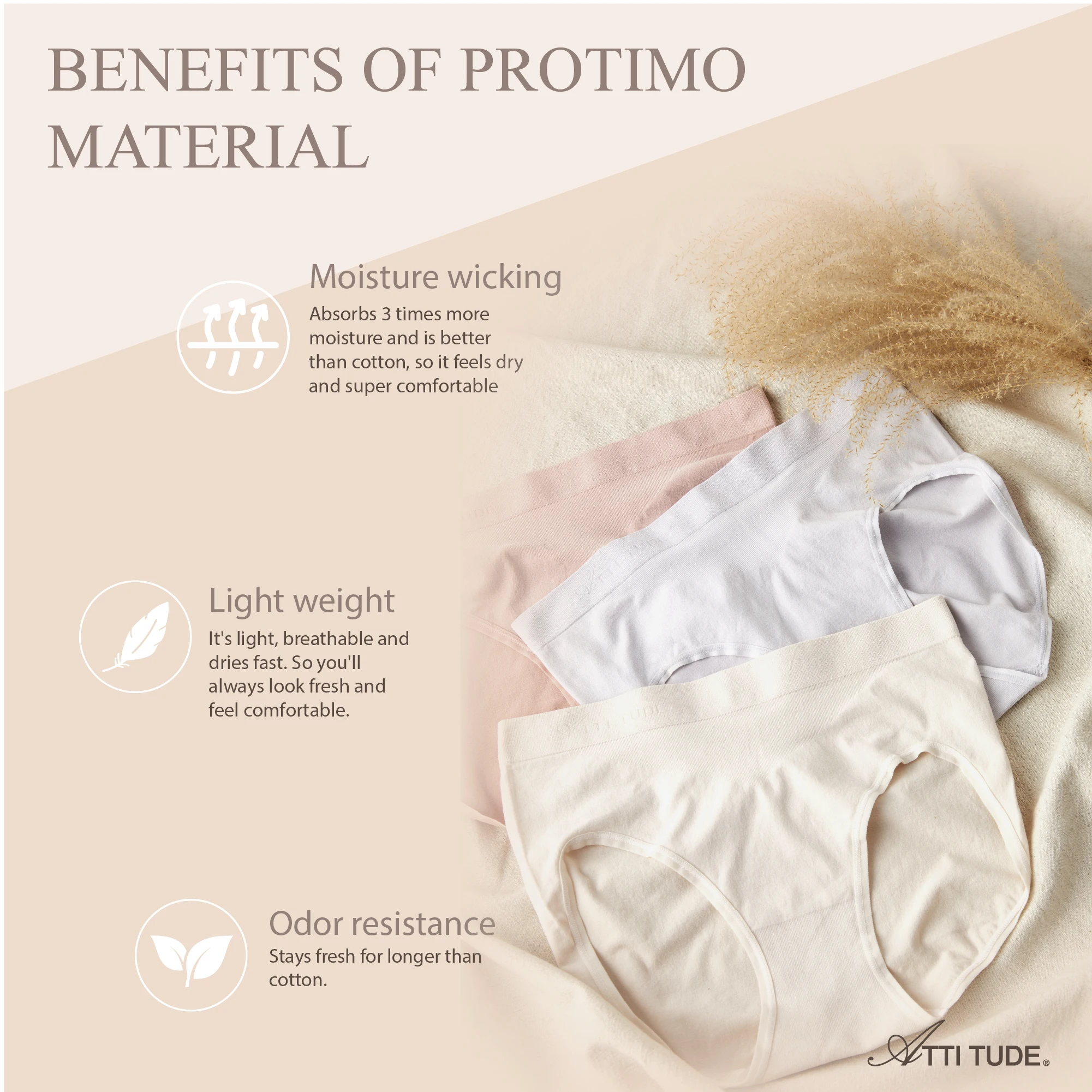 Attitude Protimo Seamless Polyamide Mid Waisted Underwear Women's