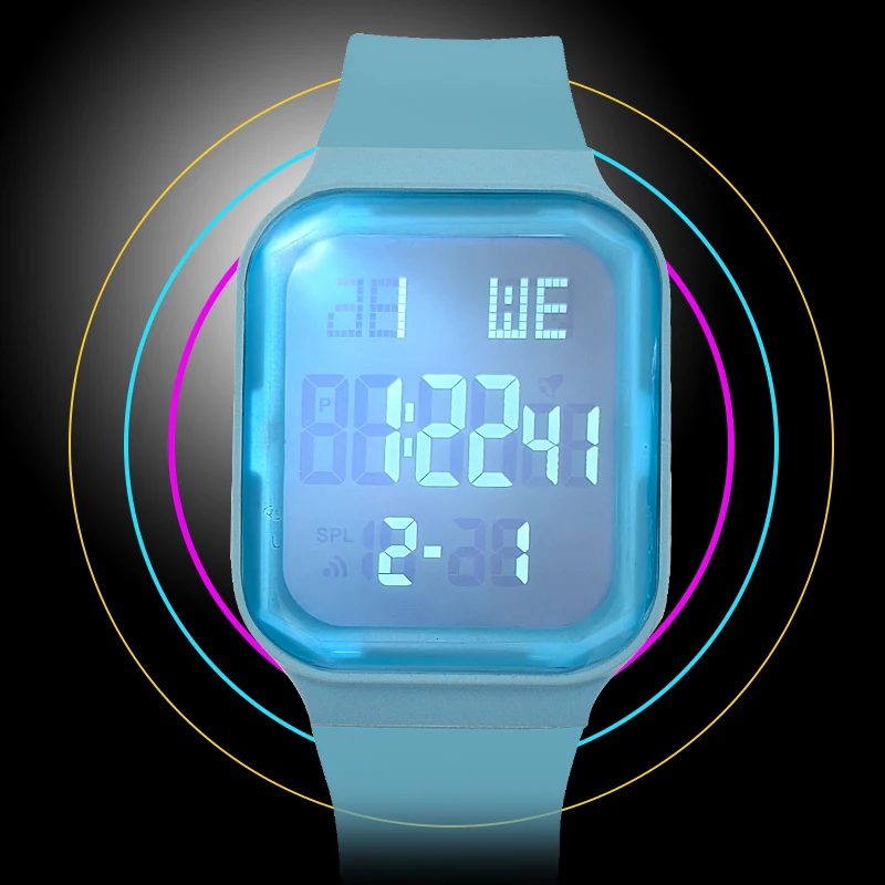 Square Large Dial Digital Display Watch Outdoor Sports Waterproof Couple Simple Watch